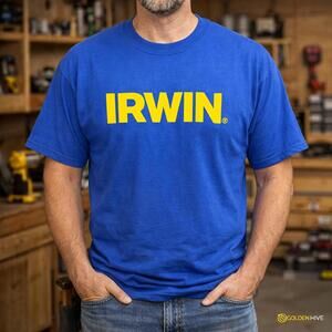 IRWIN Tools Men’s T-Shirt Size XL Blue Logo Workwear Tradesman Shirt